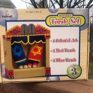 Torah Wooden Ark and Stuffed Torah (2) Set